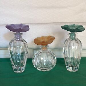 Elegant Glass Vase Set with Purple, Orange, and Green Accents